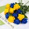 10 Pcs Fake Artificial Roses Silk Flowers with Stems (Yellow) 9.84"D x 7.78"W x 2.36"H